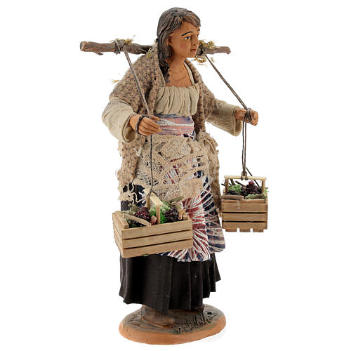 Woman carrying boxes of grapes, Neapolitan nativity figurine 30cm 3