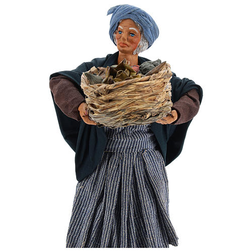 Old lady with fruit basket and straw, Neapolitan nativity figurine 24cm 2