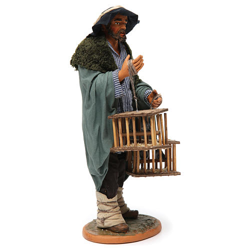 Man with cages and birds, Neapolitan nativity figurine 30cm 4