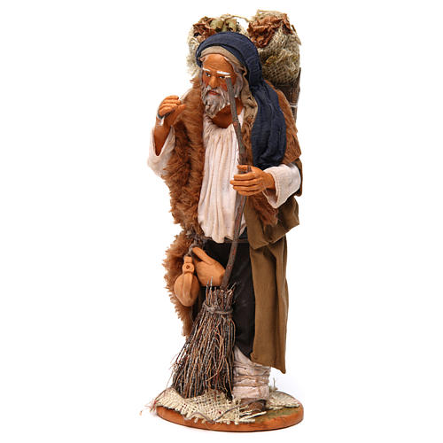 Man with box of leaves and broom for 30 cm Nativity scene, Neapolitan style 2