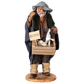Man with cage and dog, Neapolitan nativity figurine 30cm