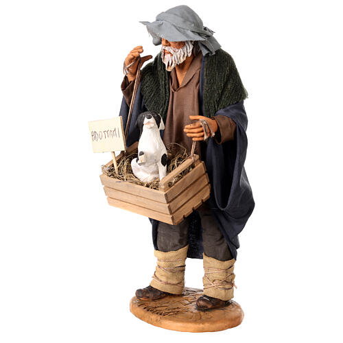 Man with cage and dog, Neapolitan nativity figurine 30cm 3