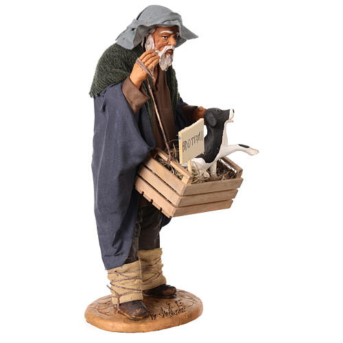 Man with cage and dog, Neapolitan nativity figurine 30cm 4