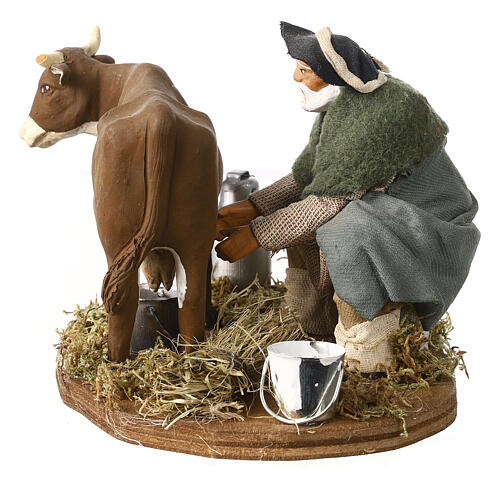 Uomo che munge mucca 12 cm presepe Napoli 1