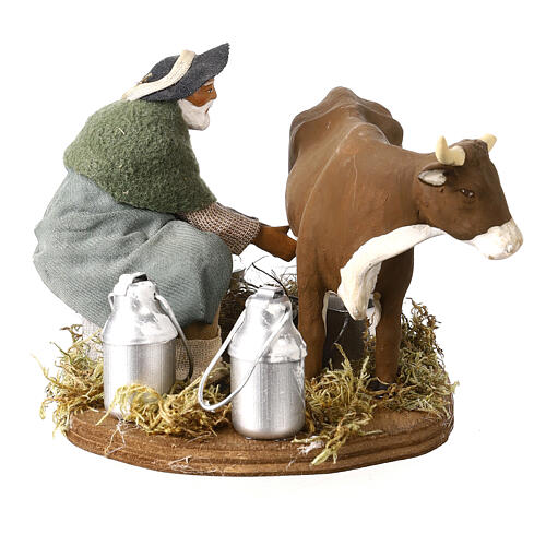 Uomo che munge mucca 12 cm presepe Napoli 4