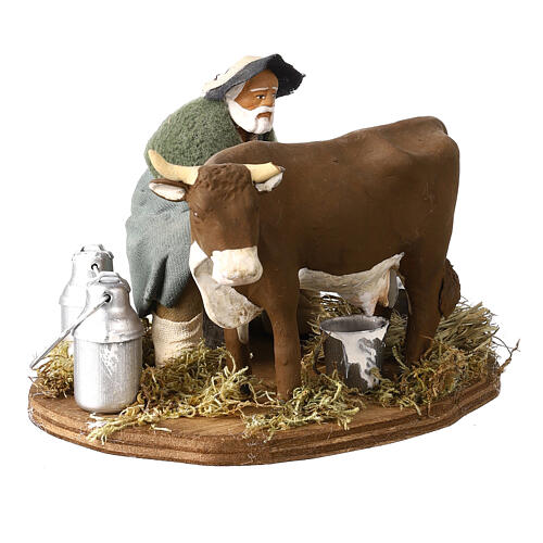 Man milking cow, Neapolitan nativity figurine 12cm 3