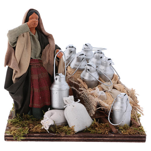 Neapolitan nativity scene Milkwoman with cart and buckets 12 cm 1