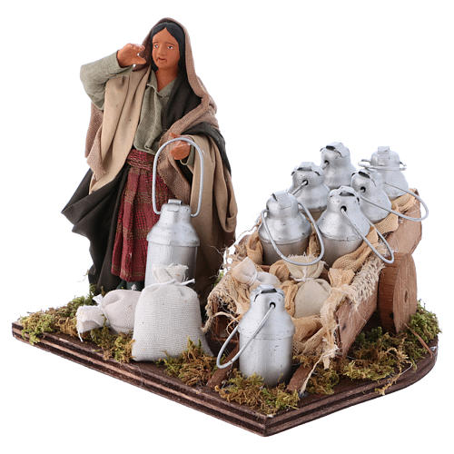 Neapolitan nativity scene Milkwoman with cart and buckets 12 cm 2