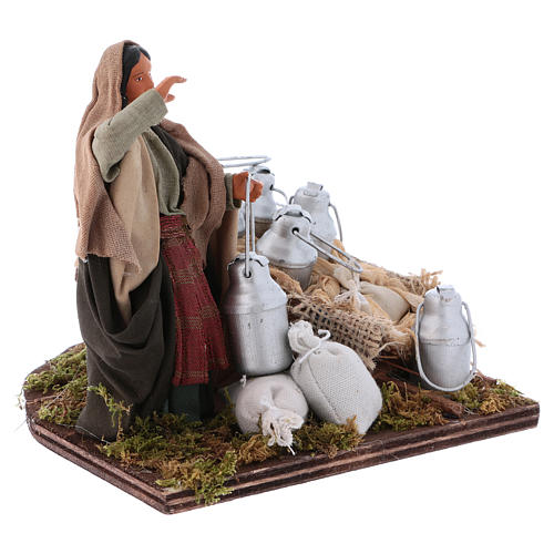 Neapolitan nativity scene Milkwoman with cart and buckets 12 cm 3