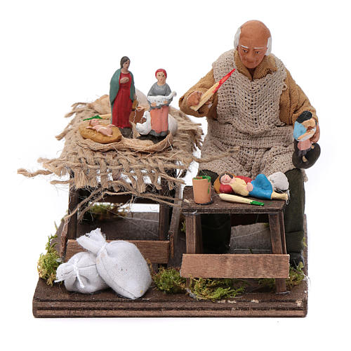 Potter with shepherds 12cm, Neapolitan nativity figurine 1