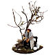 Vagabundo com cão num banco e árvore para presépio Nápoles com figuras de 12 cm de altura média s2