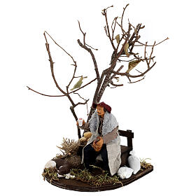 Wayfarer with dog on bench and tree, Neapolitan nativity 12cm