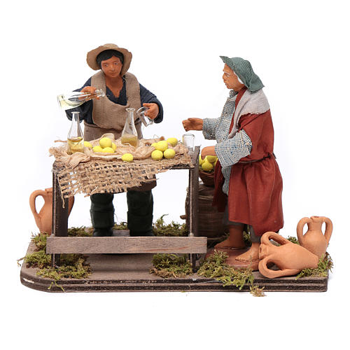 Man selling lemons with stall, Neapolitan nativity figurine 12cm 1