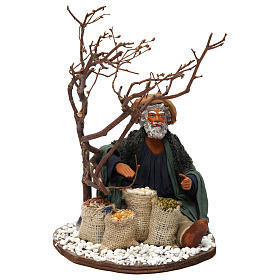 Mercante con sacco di semi e albero 24 cm presepe Napoli