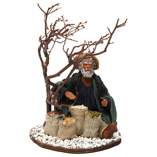 Man with seeds sacks and tree, Neapolitan nativity figurine 24cm 1