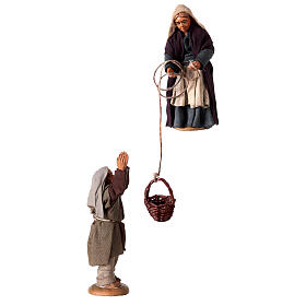 Nativity Scene figurines, woman with basket and man 10 cm