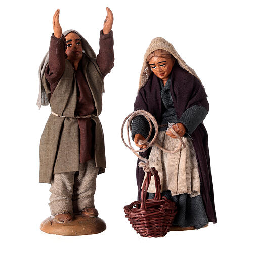 Nativity Scene figurines, woman with basket and man 10 cm 4