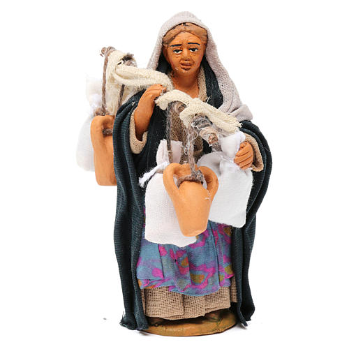Wayfarer woman with amphorae, Neapolitan nativity figurine 10cm 1