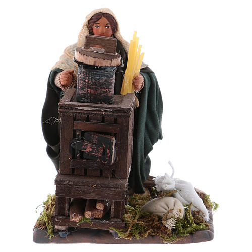 Woman with furnace, Neapolitan nativity figurine 10cm 1