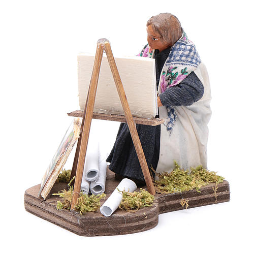 Woman painting, Neapolitan nativity figurine 10cm 3