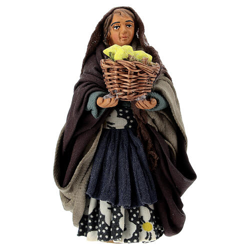 Woman with basket of lemons, Neapolitan nativity figurine 10cm 1