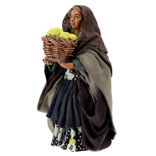 Woman with basket of lemons, Neapolitan nativity figurine 10cm 2