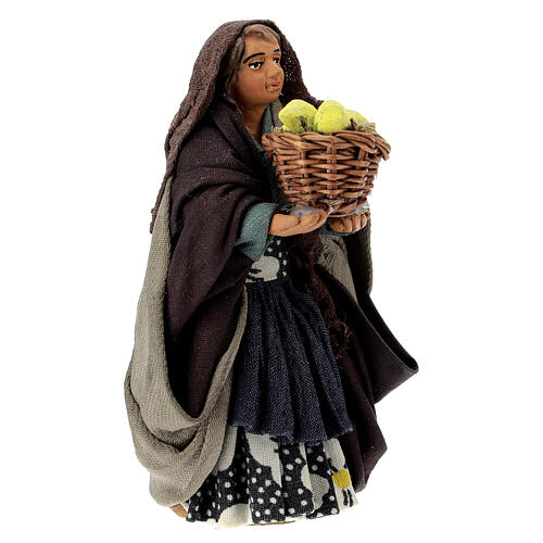 Woman with basket of lemons, Neapolitan nativity figurine 10cm 3
