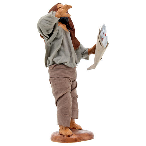Fisherman with anchovy basket 10cm, Neapolitan figurine 3