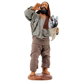 Fisherman with anchovy basket 10cm, Neapolitan figurine