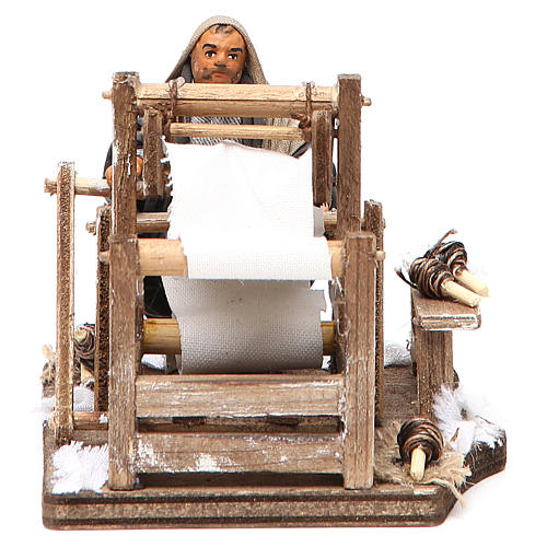Man with loom, Neapolitan nativity figurine 10cm 1