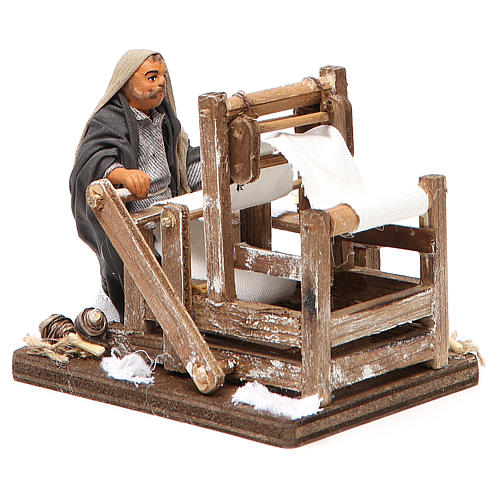 Man with loom, Neapolitan nativity figurine 10cm 4