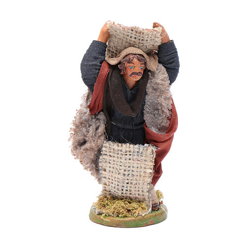 Man with jute sack, Neapolitan nativity figurine 10cm 1