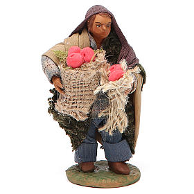 Man with apple sacks, Neapolitan nativity figurine 10cm