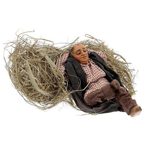 Sleeping man on straw 10cm, Neapolitan figurine 3