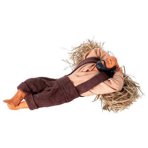 Sleeping man on straw 10cm, Neapolitan figurine 2