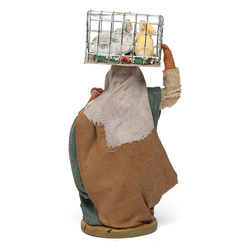 Donna con gabbia e cesto 10 cm presepe napoletano 4