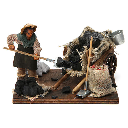 Coal merchant with cart, Neapolitan nativity figurine 10cm 1