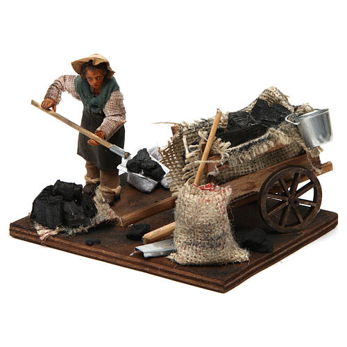 Coal merchant with cart, Neapolitan nativity figurine 10cm 2