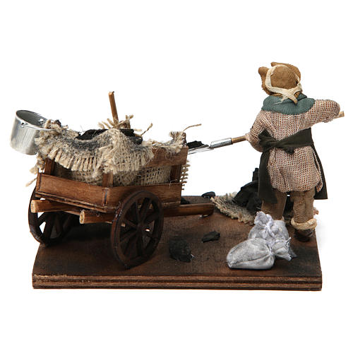 Coal merchant with cart, Neapolitan nativity figurine 10cm 4