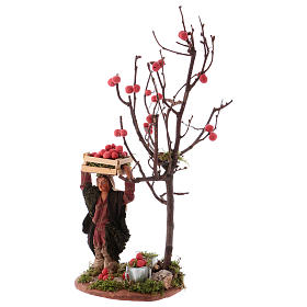 Uomo cesto di mele e albero 10 cm presepe Napoli