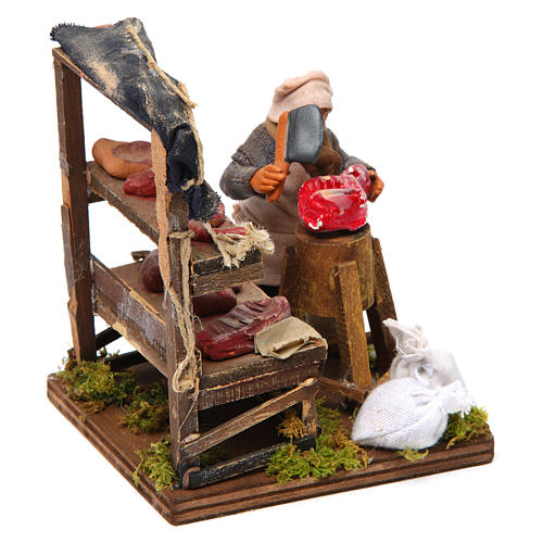 Butcher with stall, Neapolitan nativity figurine 10cm 3