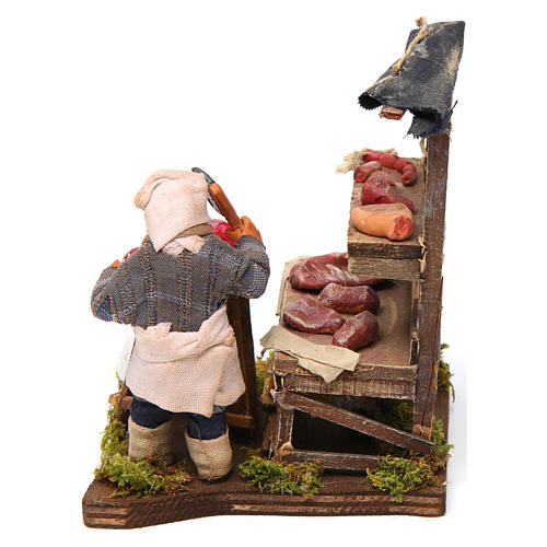 Butcher with stall, Neapolitan nativity figurine 10cm 4