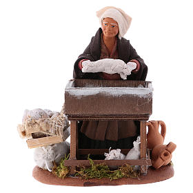Frau mit Teig und Stand 12cm neapolitanische Krippe