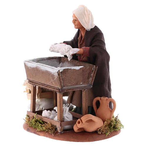 Woman kneading with wooden stall, Neapolitan nativity figurine 12cm 2