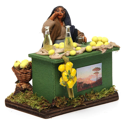 Vendeuse de citrons avec banc 10 cm crèche Naples 3