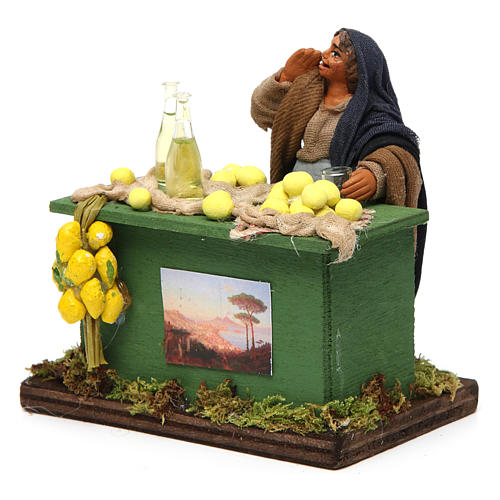 Lemon seller with stall, Neapolitan nativity figurine, 10cm 2