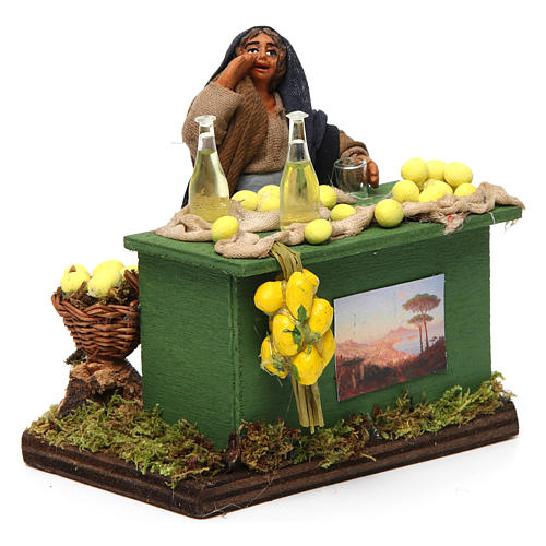 Lemon seller with stall, Neapolitan nativity figurine, 10cm 3