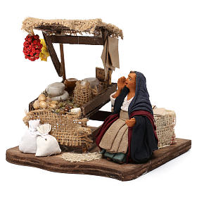Venditrice di salumi seduta 10 cm presepe napoletano