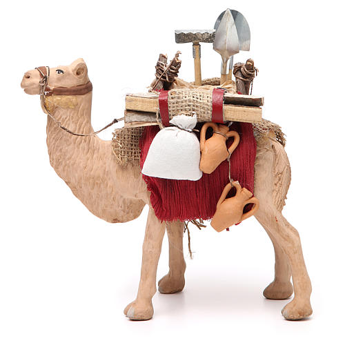 Camelo selado com carga para presépio napolitano com peças de 14 cm altura média 1