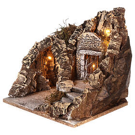 Illuminated grotto with staircase 23x25x20cm